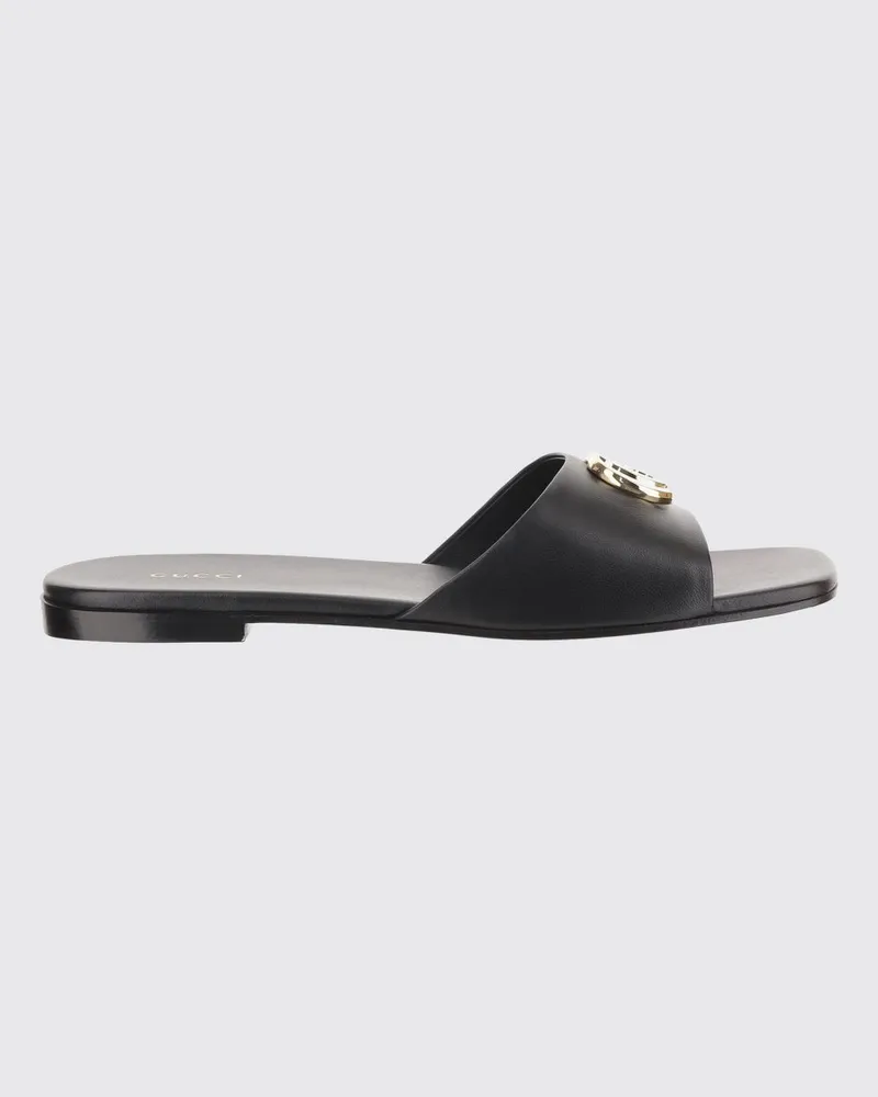 Gucci GG Marmont Mules von aus Nappaleder mit niedrigem Absatz und Monogramm Schwarz