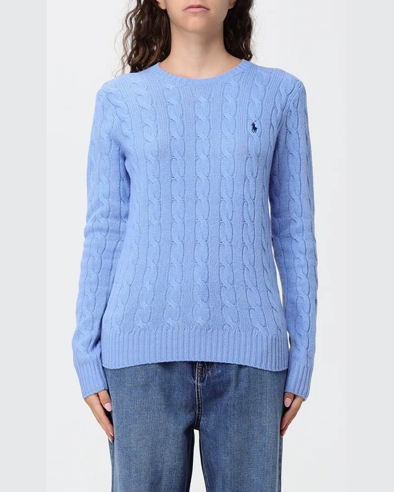 Ralph Lauren Slim Fit Rundhalspullover aus Wolle und Kaschmir mit Pony-Logo Tinte
