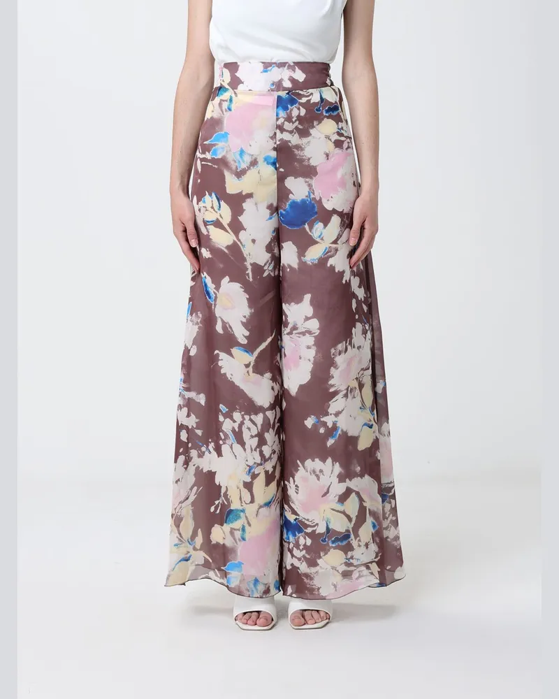 Hanita Palazzo-Hose aus bedrucktem recyceltem Satin Ebony