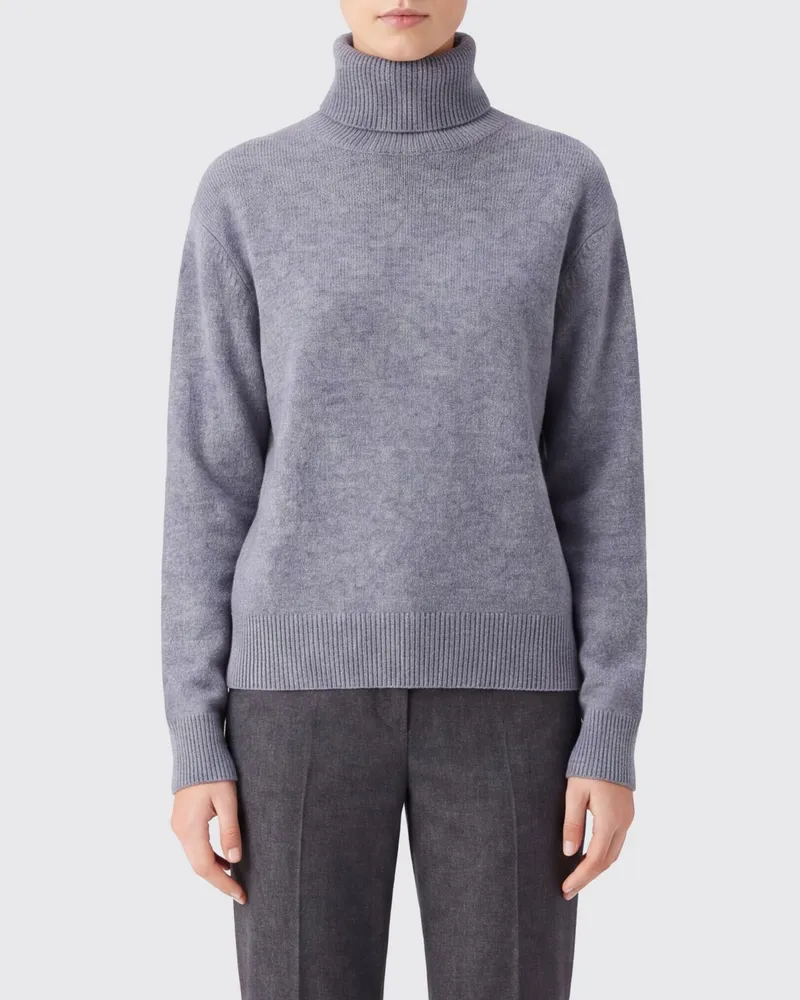 FRANKIE Shop Rollkragenpullover aus Wolle und Kaschmir mit Rippenstrick Grau