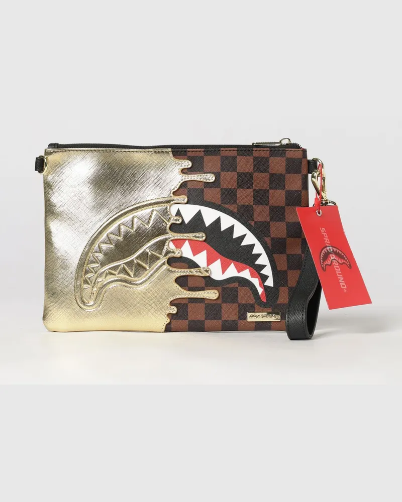 Sprayground Clutch von aus beschichteter Baumwolle mit zweifarbigem Karomuster und abnehmbarem Griff Bunt
