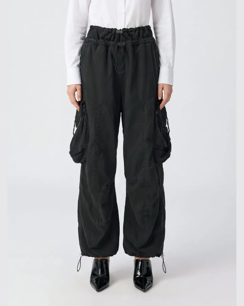 ATTICO High-Waist-Cargohose aus Baumwollmischung von mit Kordelzug Schwarz
