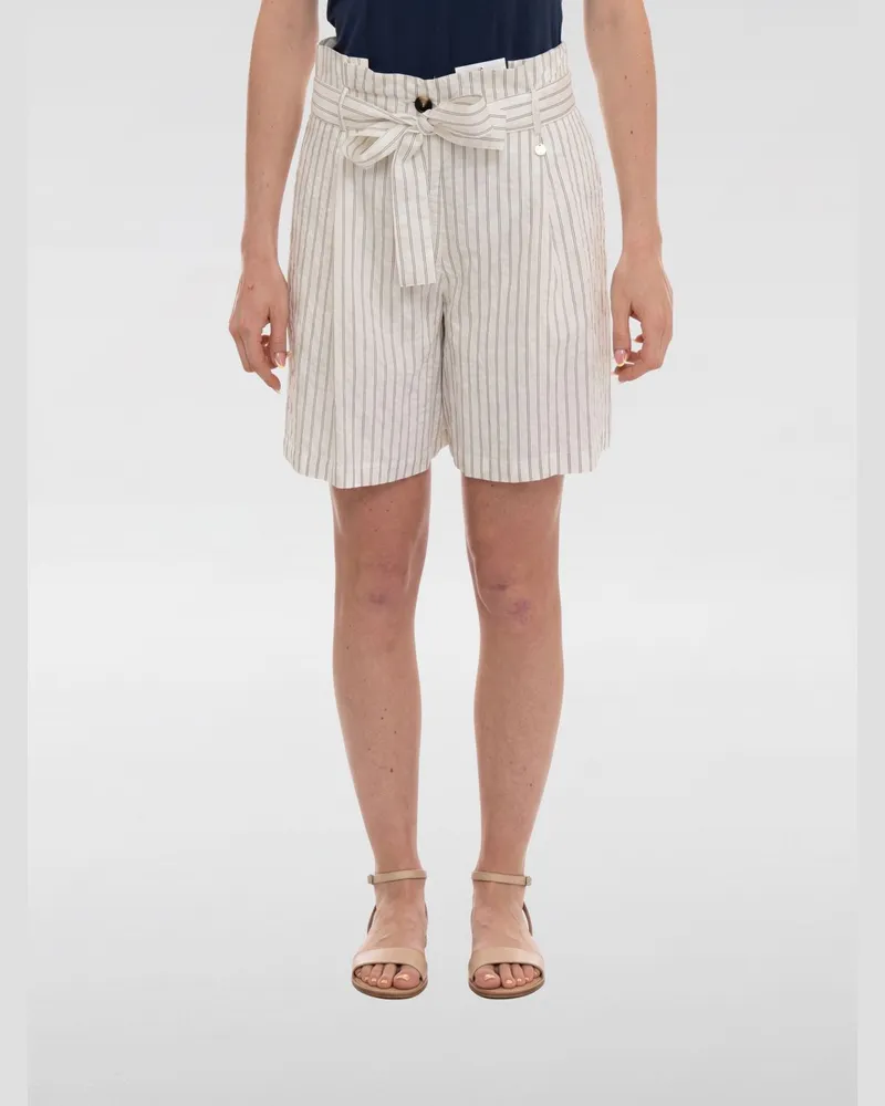 Liu Jo Gestreifte Viskose-Shorts Weiß