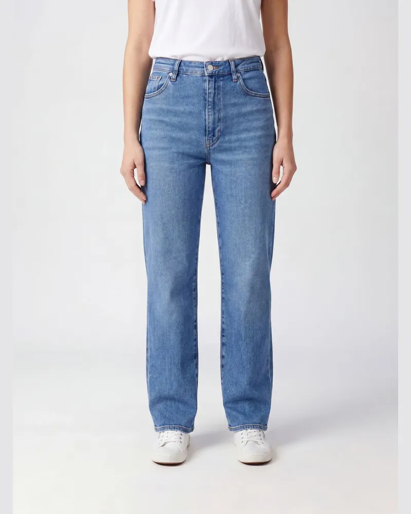 Frame Denim The Reboot Crop Stretch-Denim-Jeans Blau