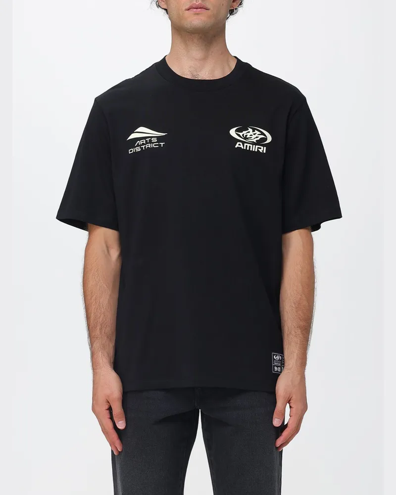 Amiri Locker geschnittenes Baumwoll-T-Shirt mit Logo- und Slogan-Print von Schwarz