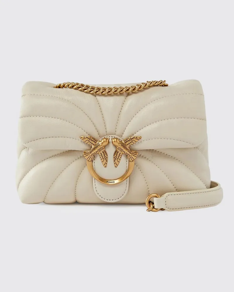 Pinko Love Bag Puff Mini Butterfly Matelassé Nappa-Tasche Weiss
