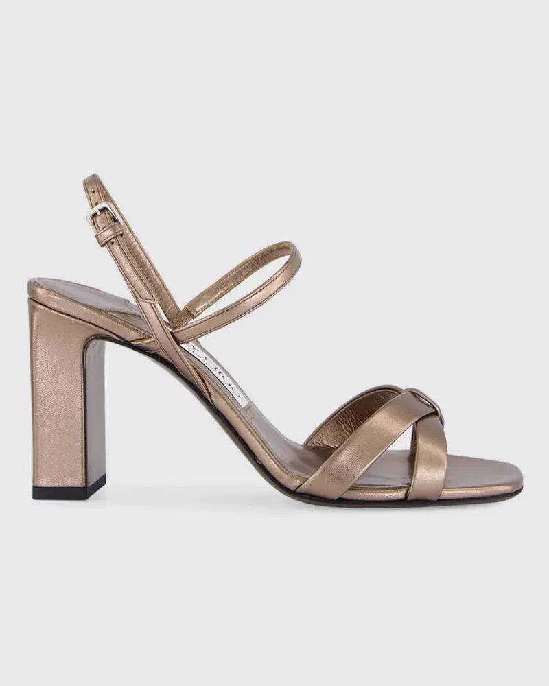 Jimmy Choo Elsy Sandalen von aus laminiertem Nappaleder mit hohem Blockabsatz Dust