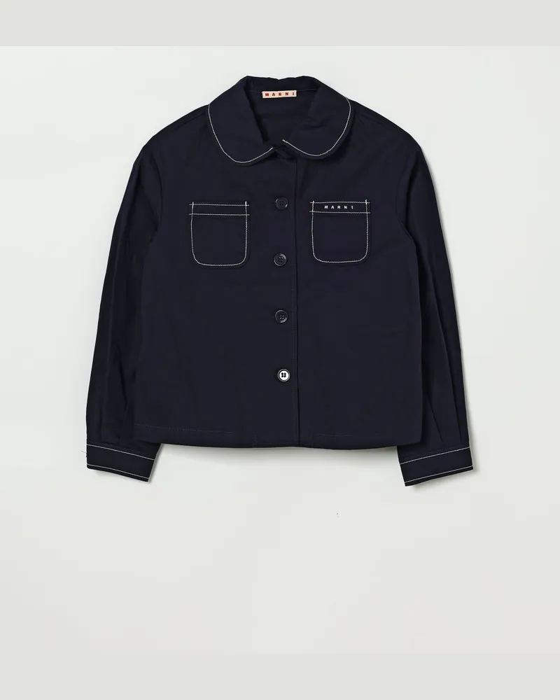 Marni Baumwolljacke mit Logo Blau