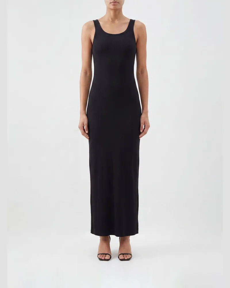 MSGM Slim-Fit-Etuikleid von aus Viskose in Midilänge mit U-Ausschnitt Schwarz