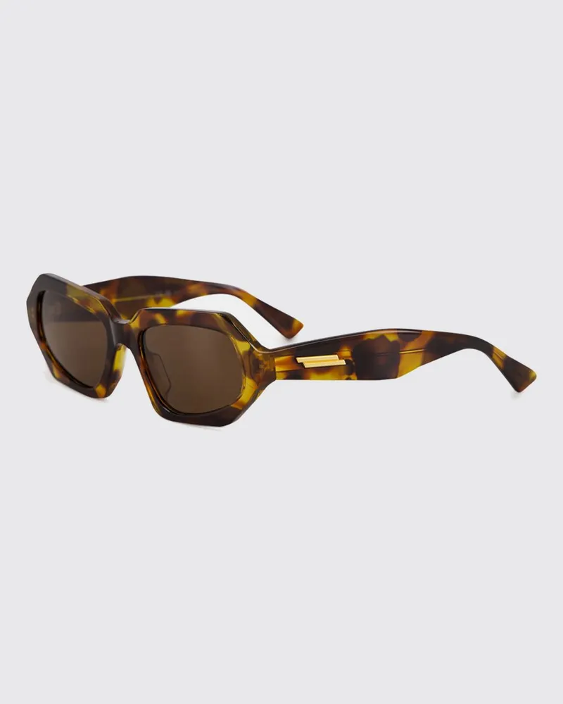 Bottega Veneta Rechteckige Sonnenbrille aus Acetat mit Schildpatt-Gestell Braun