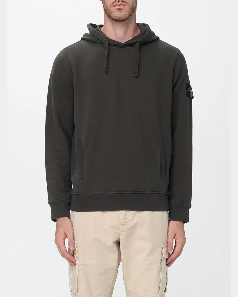 Stone Island Kapuzenpullover aus Baumwolle mit Kompass-Logo-Patch Braun