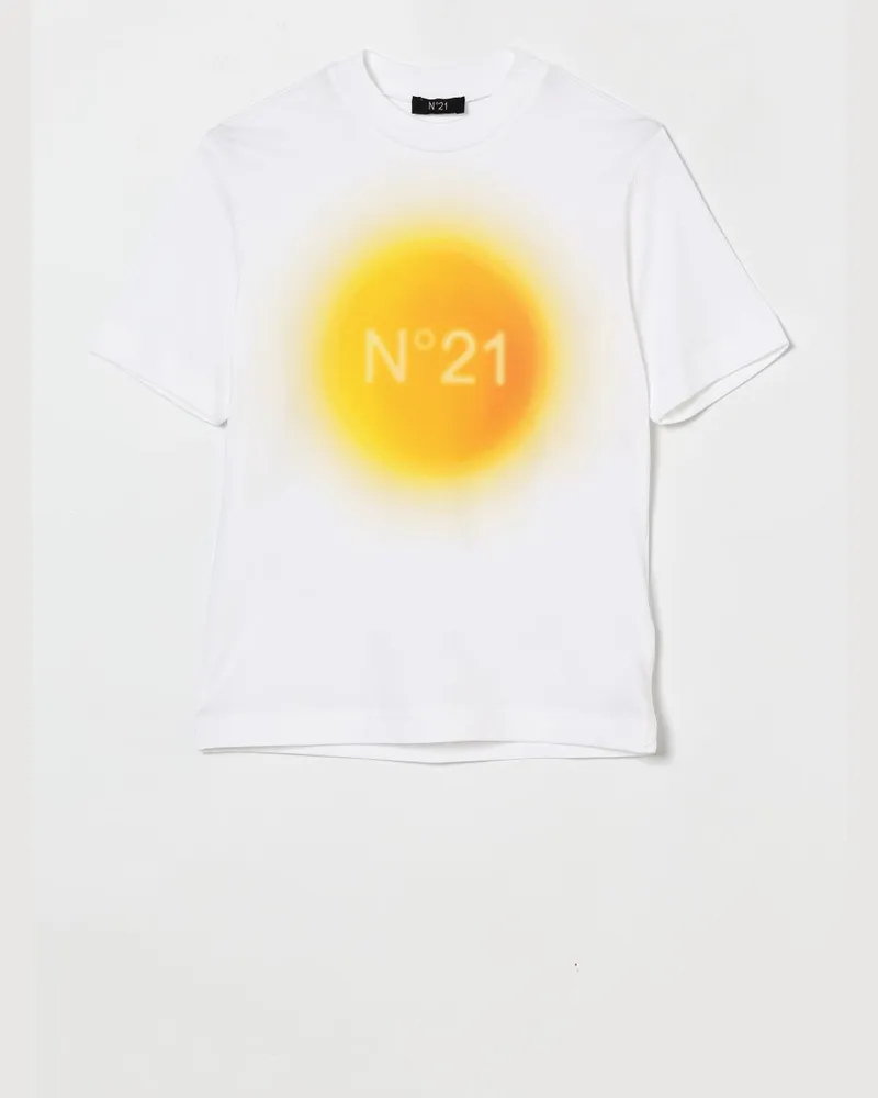 N° 21 Baumwoll T Shirt mit Logo Weiß
