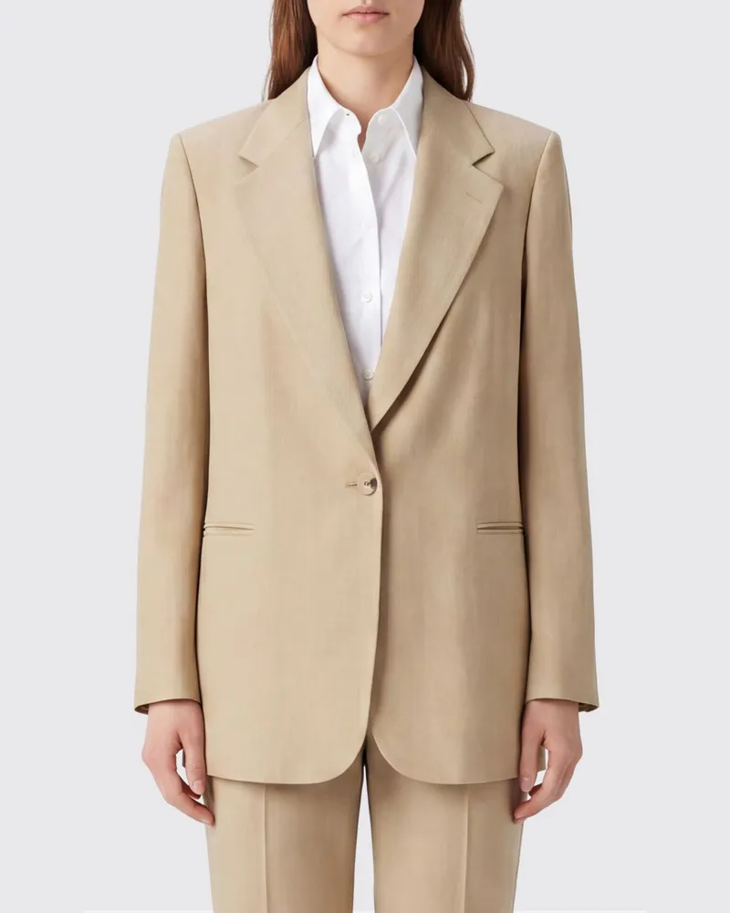 Mauro Grifoni Einreihiger Blazer aus Baumwollmischung mit Reverskragen und Einknopfverschluss Beige