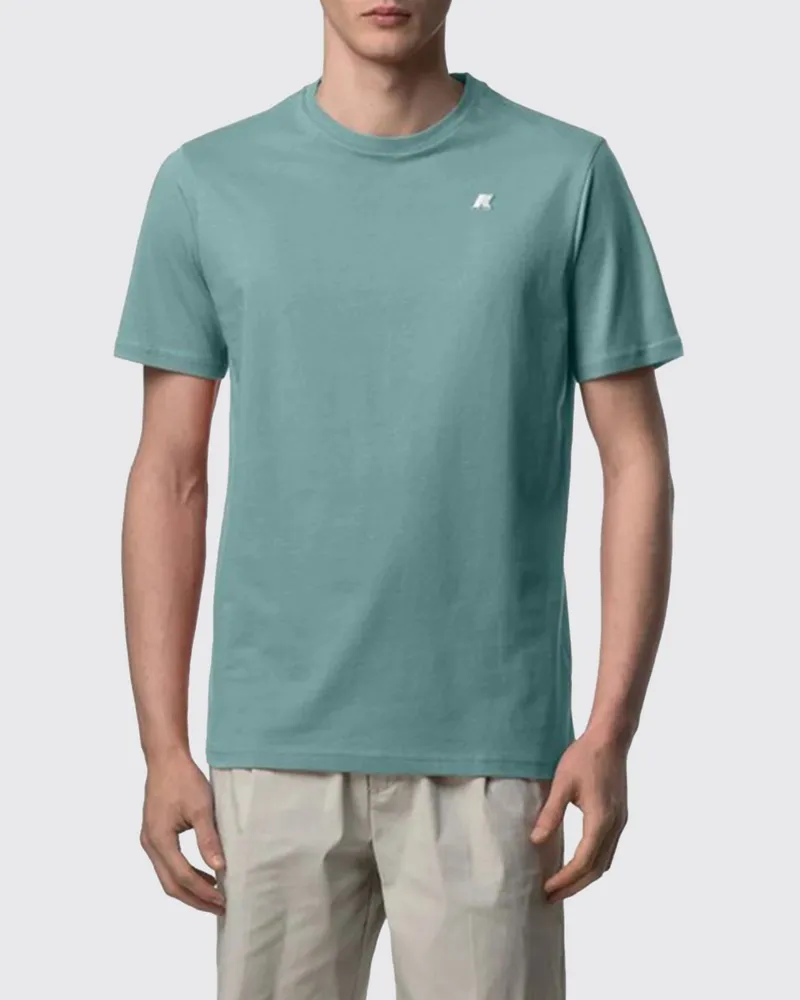 K-Way T-Shirt aus Baumwolljersey mit Mini-Logo Grasgrün