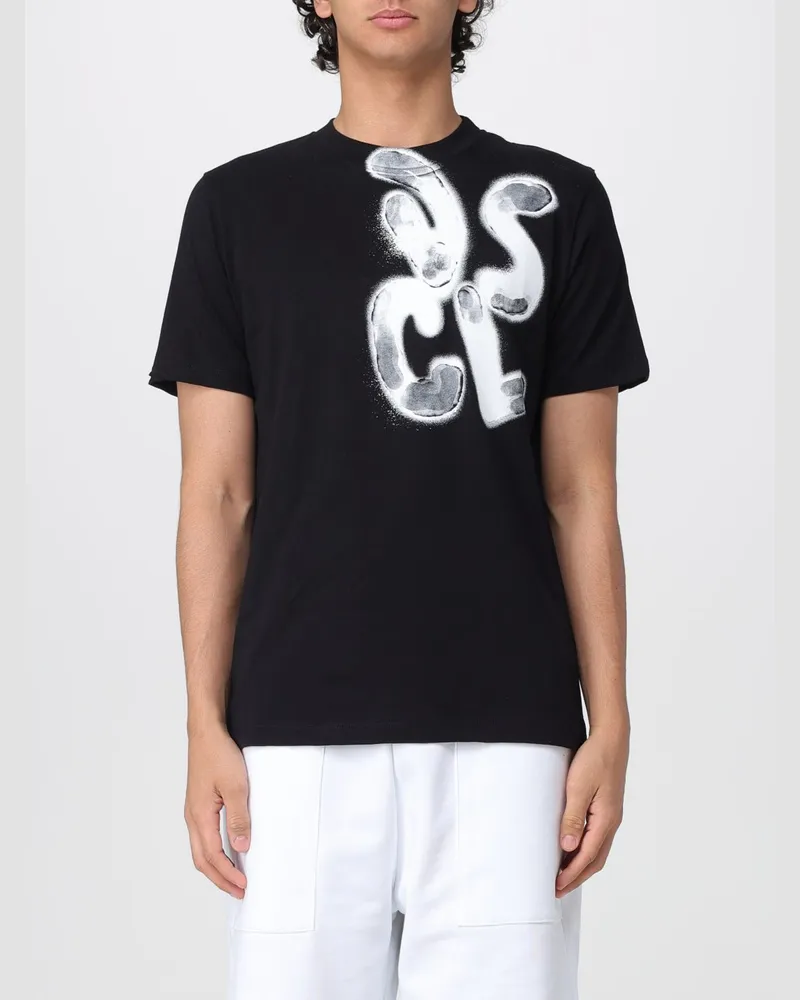 DISCLAIMER Slim Fit Baumwoll-T-Shirt mit Graffiti-Logo-Print Schwarz