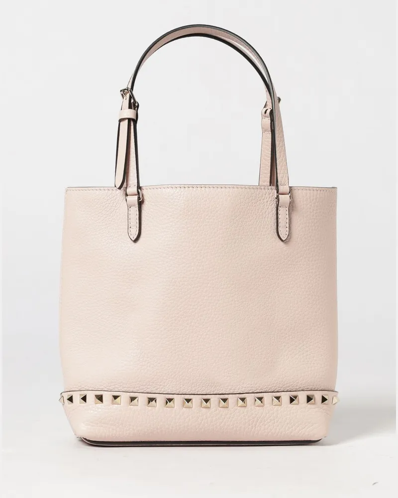 Valentino Garavani Rockstud Kleine Tote-Tasche aus genarbtem Kalbsleder Pink