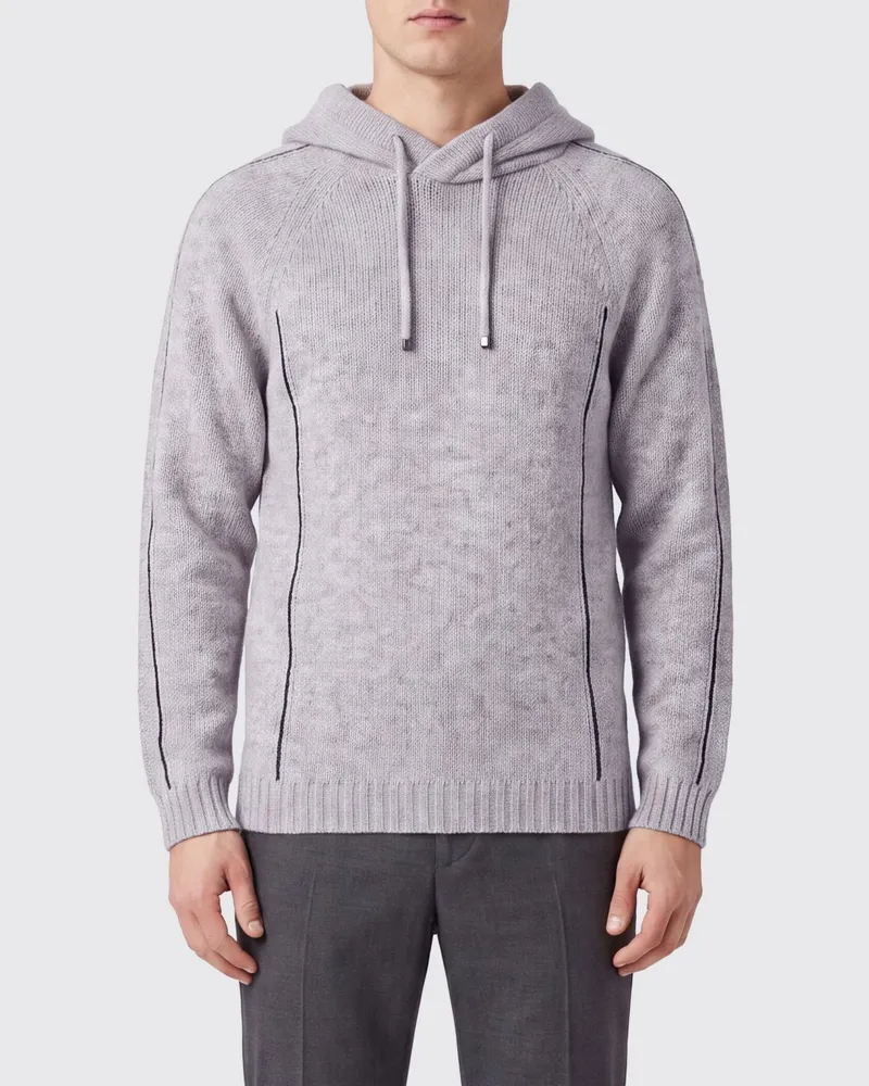Giorgio Armani Alpaka-Strick-Hoodie mit Kontrastbesätzen Nude