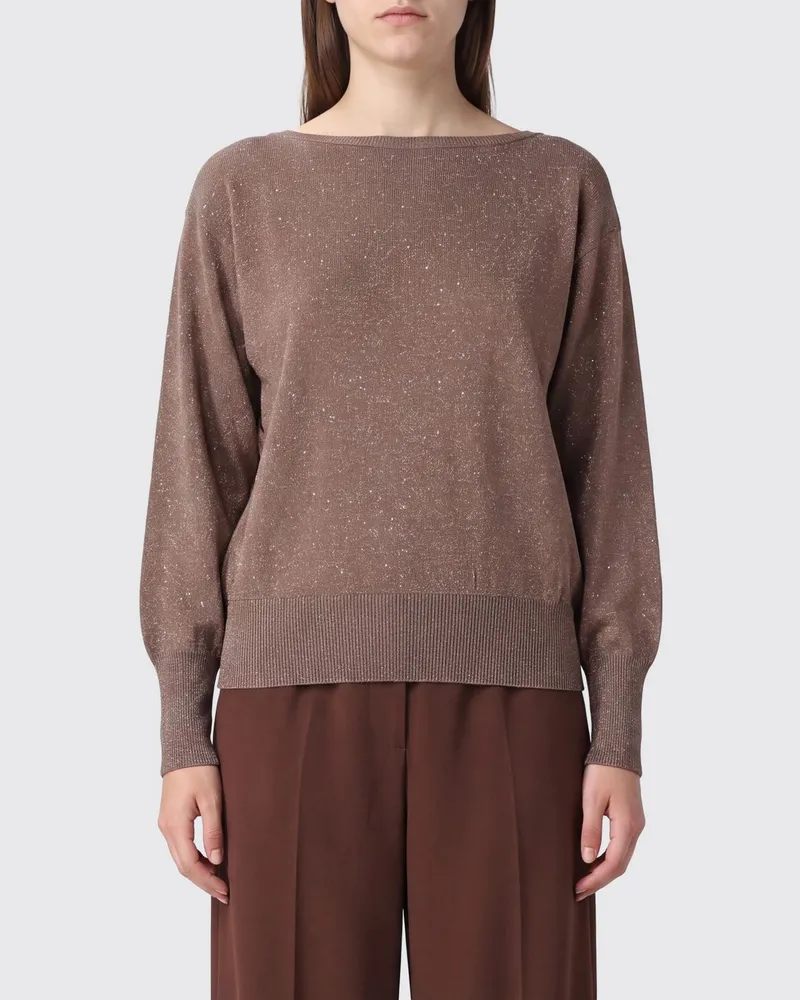 Herno Pullover aus Viskose und Lurex mit U-Boot-Ausschnitt Grau