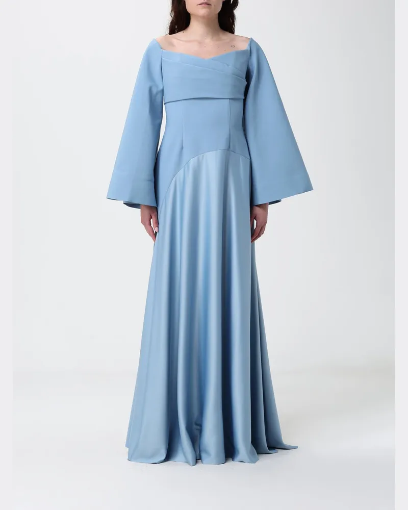 Solace London Langes Crêpe-Kleid Hellblau