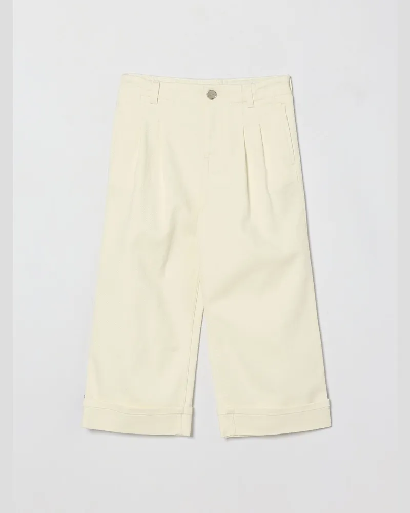 Gucci Lässige Baumwollhose für Jungen mit hoher Taille und Umschlagbündchen Weiß