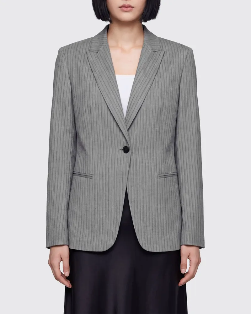 Alberta Ferretti Einreihiger Blazer aus Wollmischung mit Chevron-Muster Grau