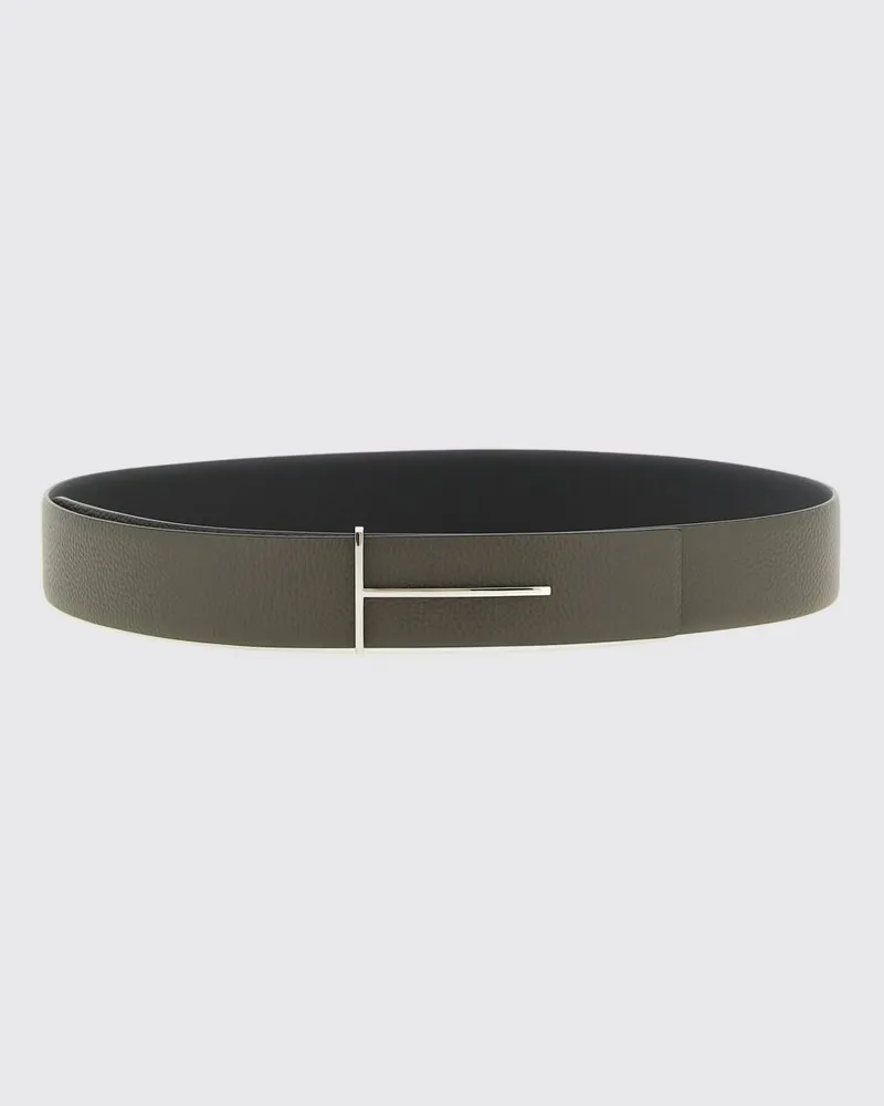 Tom Ford Wendbarer 4 cm Gürtel aus genarbtem Leder mit T-Monogramm-Schnalle Kaki