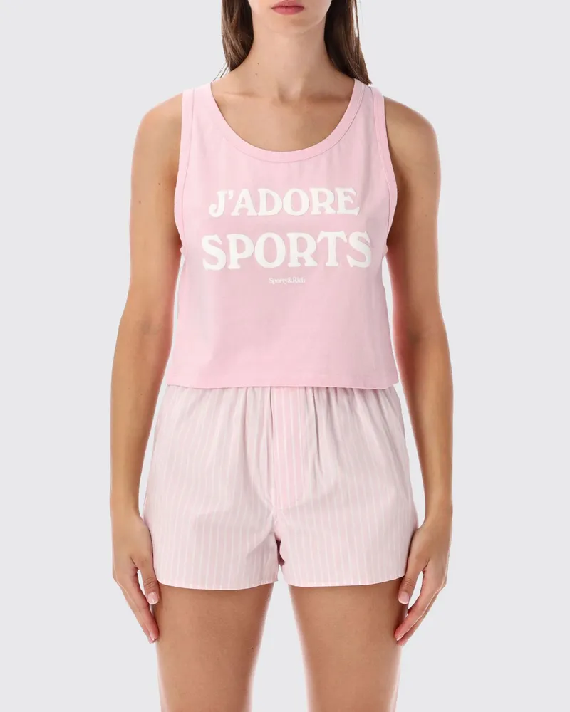SPORTY & RICH SPORTY  RICH Rosa Baumwoll-Tanktop Sporty & Rich mit U-Ausschnitt und Slogan-Print Pink