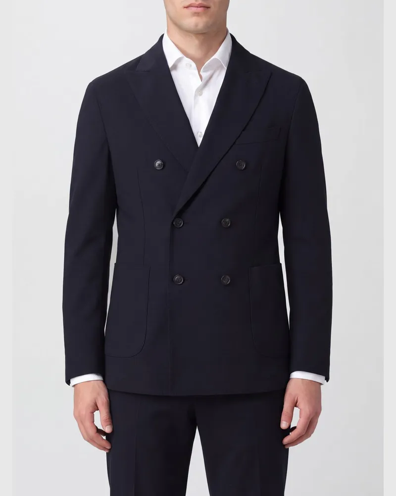 CIRCOLO 1901 Slim Fit Zweireihiger Kaschmir-Blazer Blau