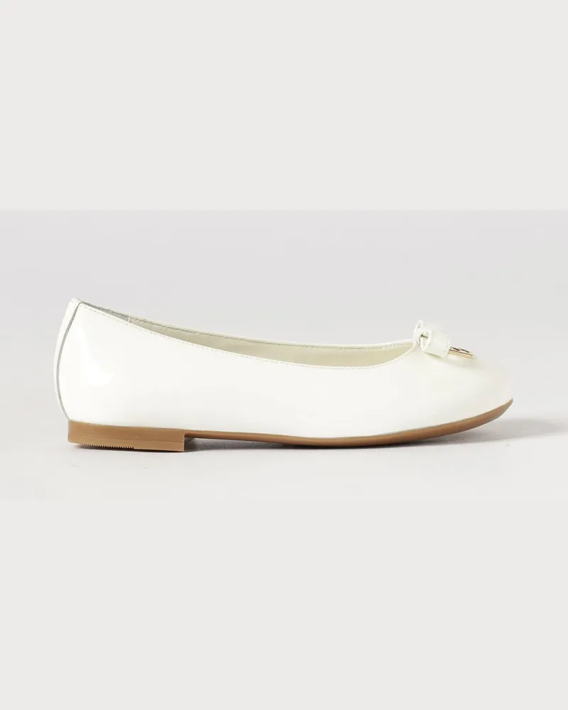 Dolce & Gabbana DOLCE  GABBANA Dolce & Gabbana Ballerinas aus Lackleder mit Schleife und DG-Logo für Mädchen Weiß