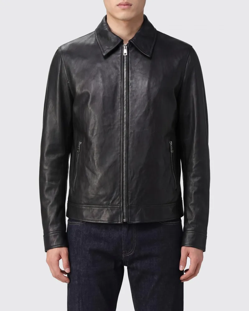 Dolce & Gabbana DOLCE  GABBANA Schwarze Lammlederjacke von Dolce & Gabbana mit schmaler Passform Schwarz