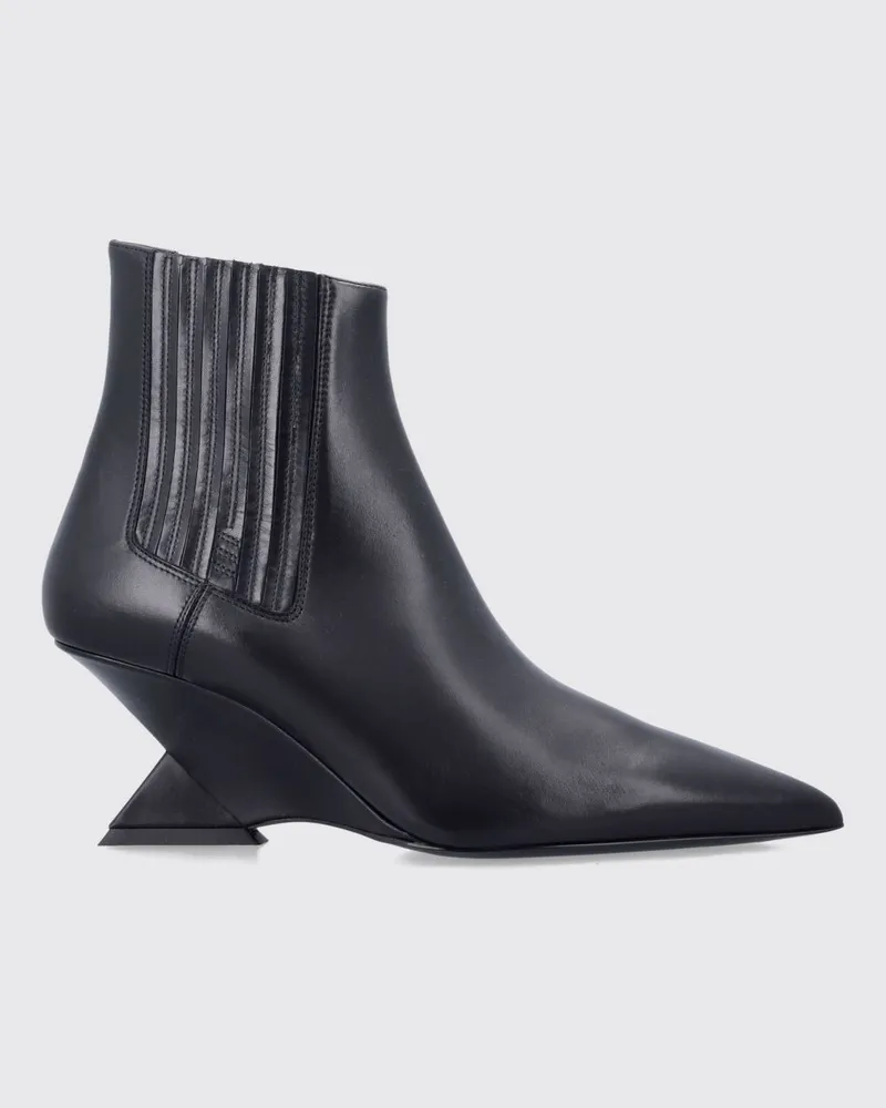 ATTICO Chelsea-Stiefeletten aus Glattleder mit skulpturalem Absatz Schwarz