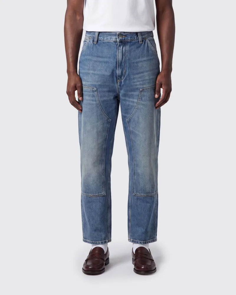 Carhartt WIP Double Knee Jeans aus Baumwolldenim mit geradem Bein Blau