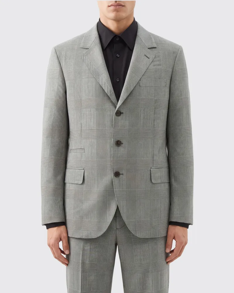 Brunello Cucinelli Einreihiger Blazer aus Schurwolle mit Prince-of-Wales-Muster Grau