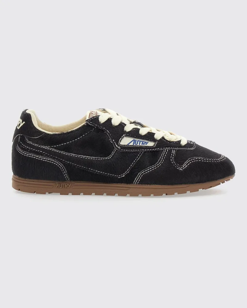 AUTRY Windspin Low-Top-Sneaker aus Leder in Ponyfell-Optik Braun