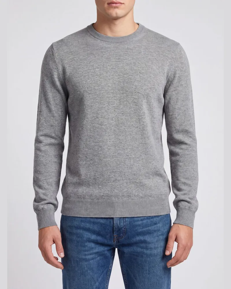 Ballantyne Gerippter Pullover mit Rundhalsausschnitt aus 100 % Kaschmir Grau