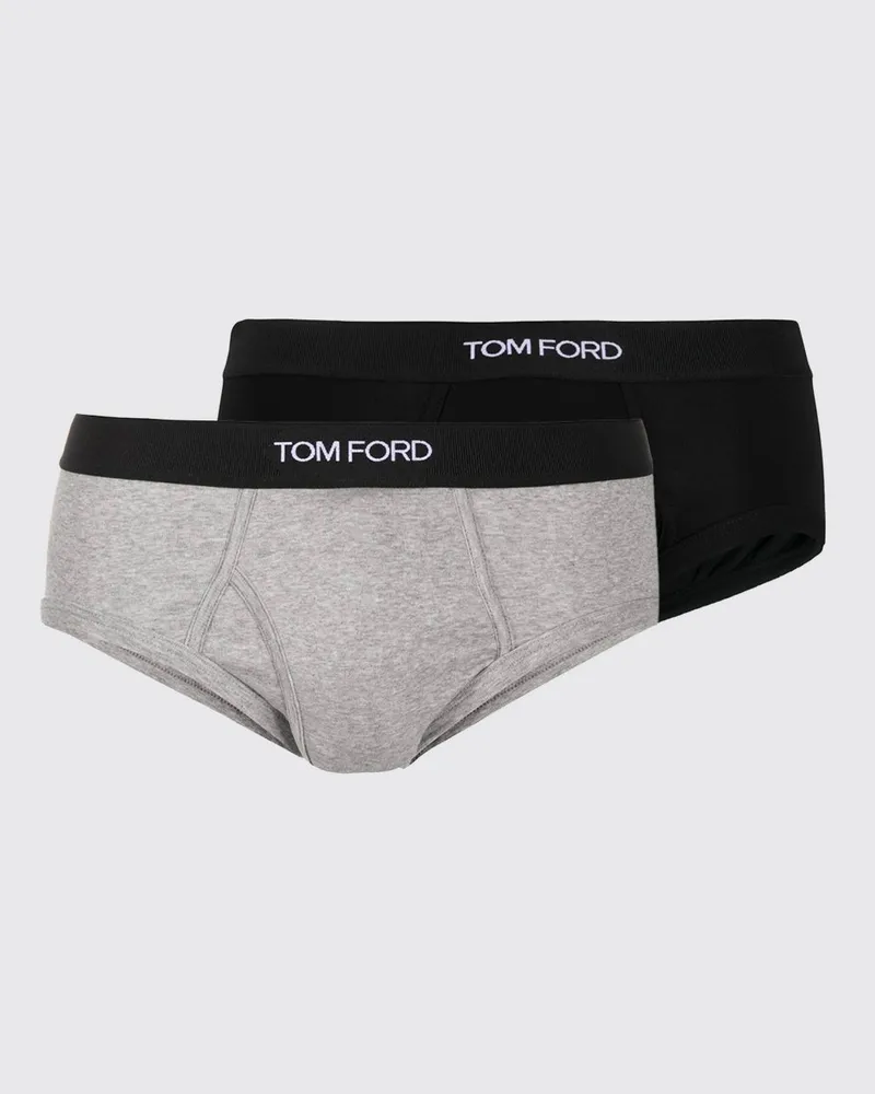 Tom Ford Zweierpack Slips aus Stretch-Baumwolle mit Logo-Bund Schwarz