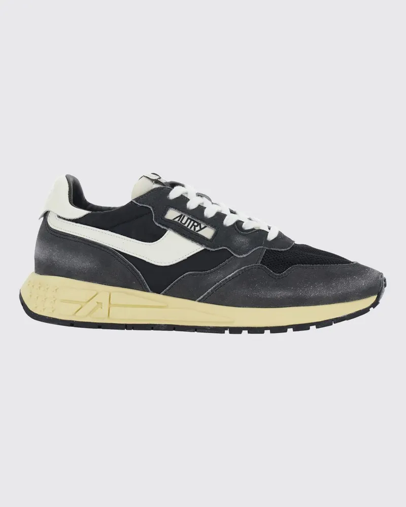 AUTRY Reelwind Sneaker aus Leder und Nylon mit Used-Effekt Schwarz