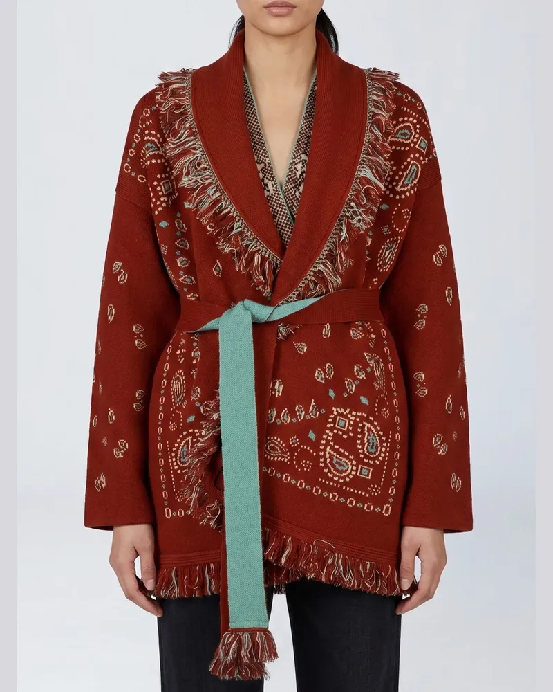 Alanui Bademantel-Cardigan mit Bandana-Muster Rot