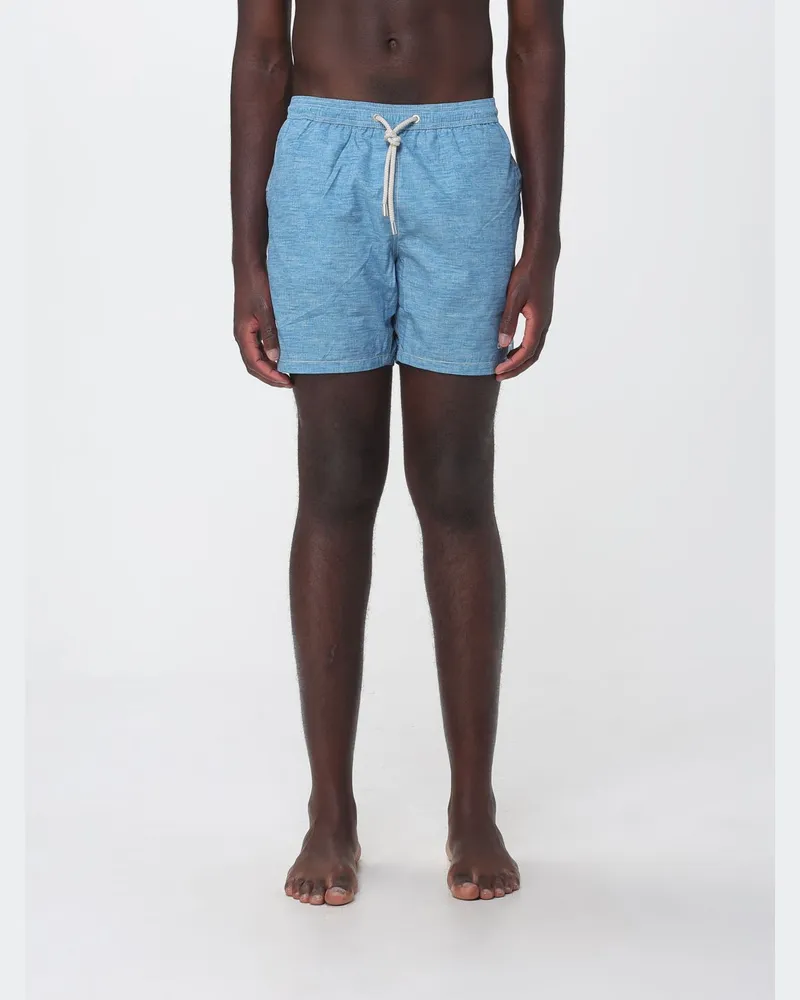 MC2 Saint Barth Kurze Nylon-Badeshorts mit elastischem Bund und Logo Hellblau