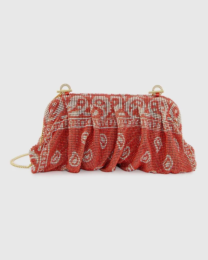 Benedetta Bruzziches Gedrapte Venus Clutch mit Kristallen und Schulterriemen von Korall