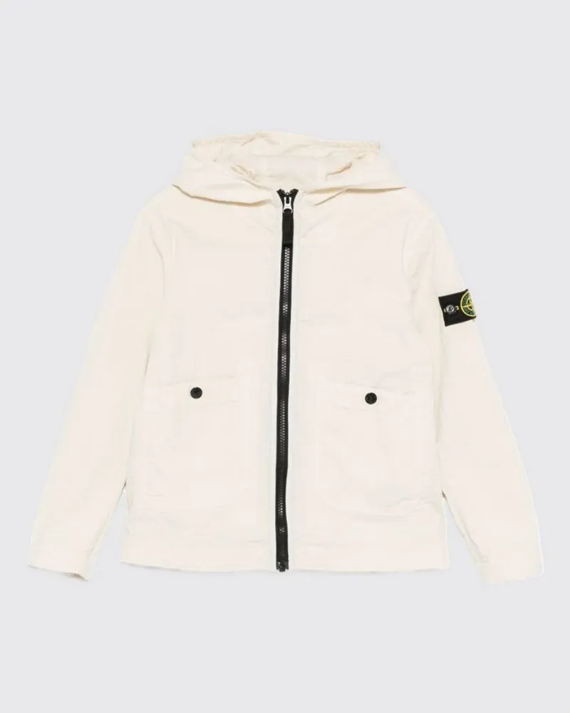 Stone Island Baumwolljacke mit Kapuze Weiß