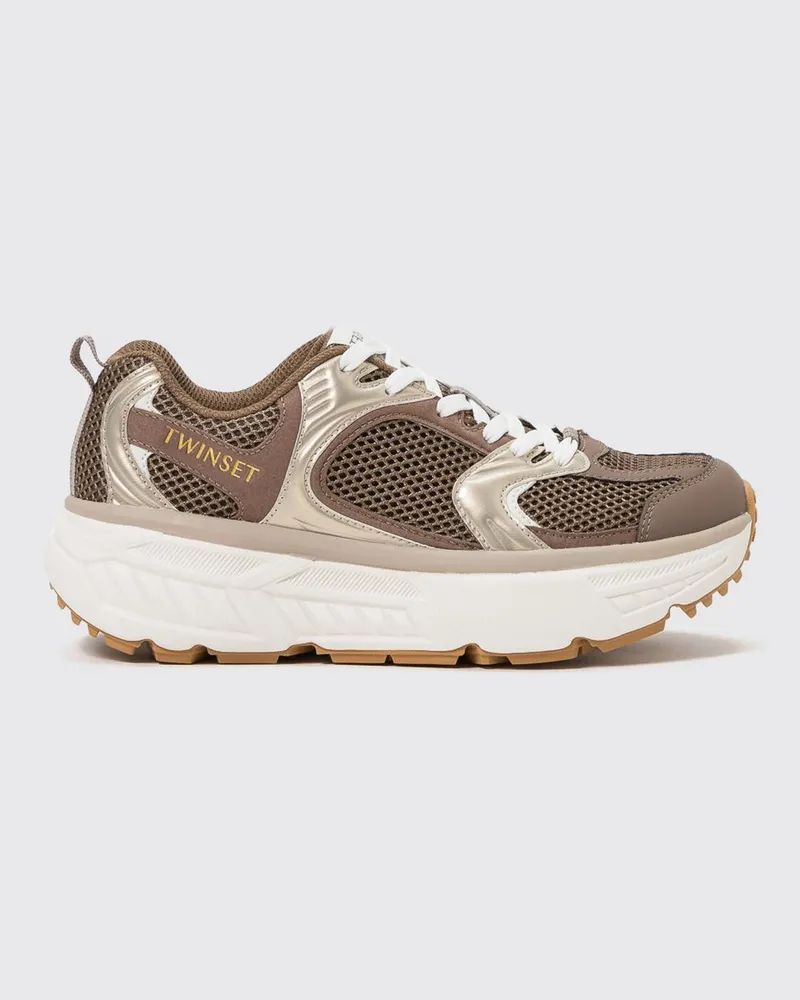 Twin-Set Fessura x Sneaker aus technischem Mesh mit Profilsohle Kaki