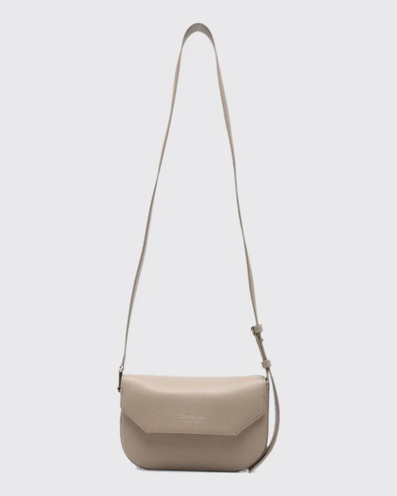 Emporio Armani Mini-Umhängetasche aus genarbtem Leder mit Magnetklappe Grau