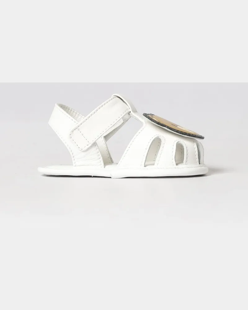 Moschino Leder-Sandalen mit Teddy-Patch Weiß