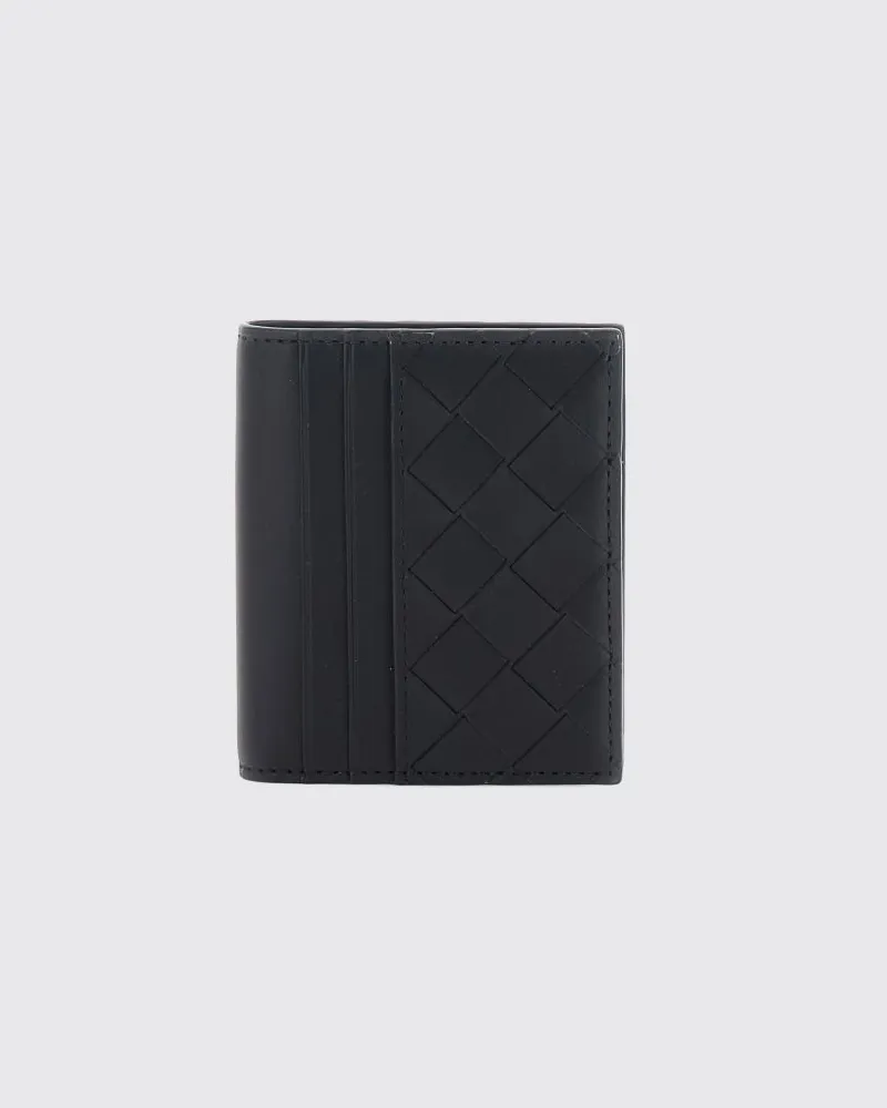 Bottega Veneta Bifold-Dokumentenhalter aus geflochtenem Kalbsleder Schwarz
