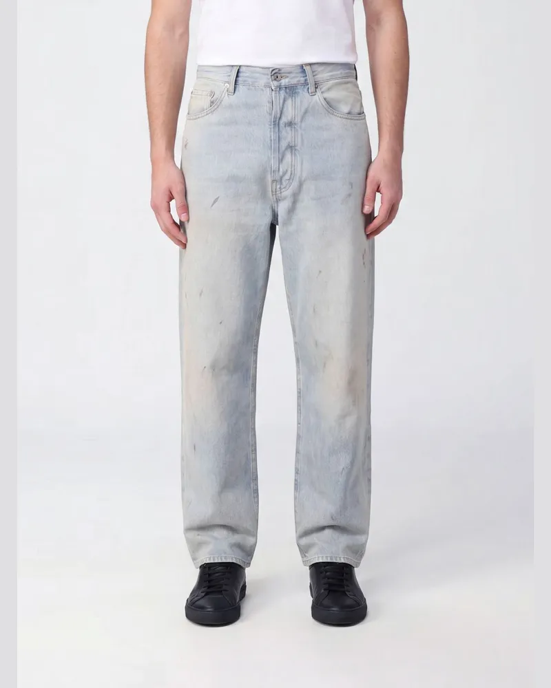 Amiri Wide Leg Jeans aus Baumwolldenim von mit Used-Effekt und mittelhohem Bund Indigo