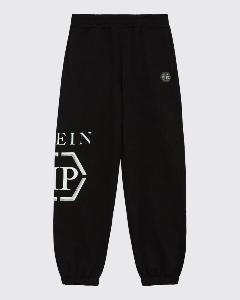 Philipp Plein Jungen-Jogginghose aus Jersey mit kontrastierendem Hexagon-Logo-Druck Schwarz