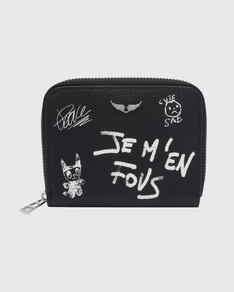 Zadig & Voltaire ZADIG  VOLTAIRE Zadig & Voltaire Arty Continental-Geldbörse aus Leder mit Logo-Print und Reißverschluss Schwarz