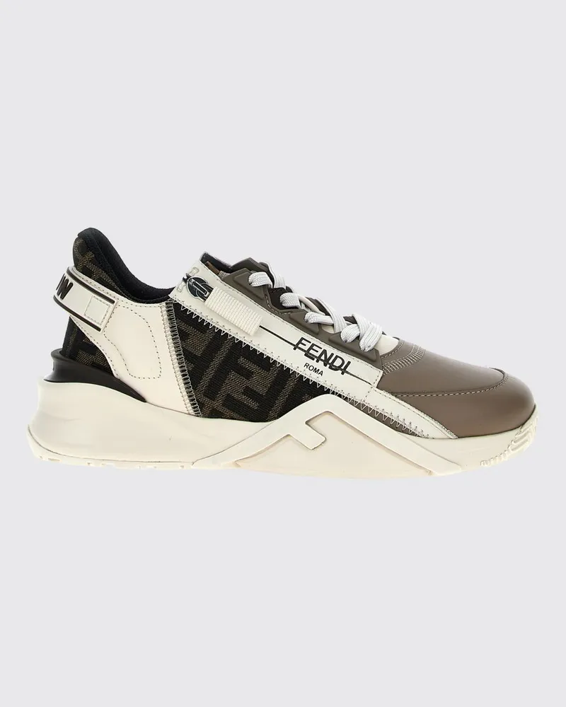 Fendi Flow Leder- und Canvas-Sneakers mit Jacquard-FF-Monogramm Rope
