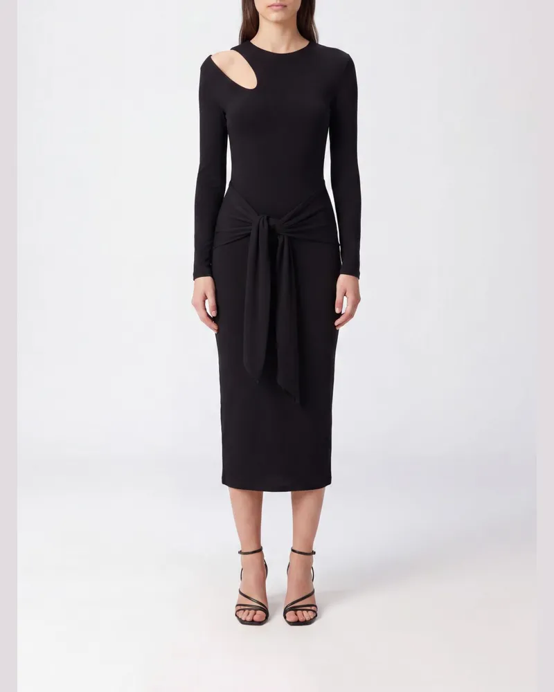 Federica Tosi Asymmetrisches Langarm-Jersey-Midikleid mit Cut-Outs Schwarz